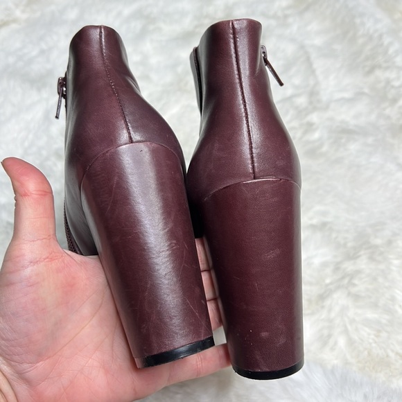 Aldo Leather Ankle Booties Size Eur 6.5 wine color block heel - Picture 7 of 13